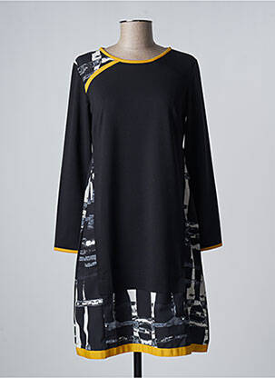 Rochie midi imprimeu fantezie mâneci lungi negru EVALINKA femeie