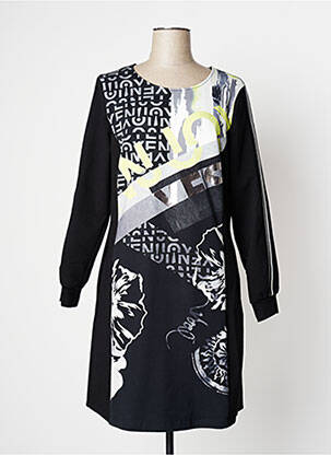 Rochie midi imprimeu fantezie mâneci lungi negru TUZZI femeie