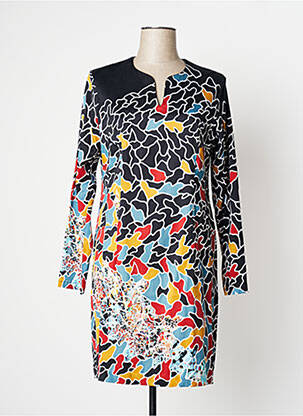 Rochie midi imprimeu fantezie mâneci lungi negru AVENTURES DES TOILES femeie