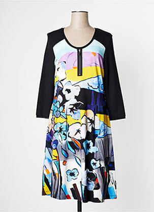 Rochie midi croială evazată mâneci 3/4 negru DOLCEZZA femme