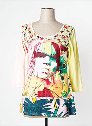 Tricou mâneci 3/4 mâneci 3/4 galben SAVAGE CULTURE femeie