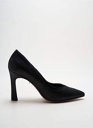 Pantofi cu toc țesătură satinată toc de 7 la 9 cm negru ELATA femeie