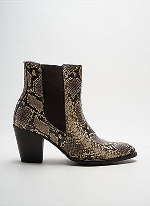 Botine/ghete material neted toc de 7 la 9 cm bej REQINS femeie