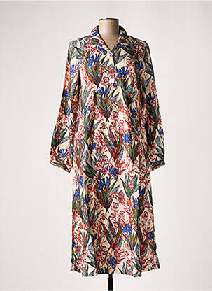 Rochie midi imprimeu floral mâneci lungi bej LE PETIT BAIGNEUR femeie