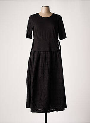Rochie midi țesătură crep mâneci scurte negru SALSA femeie