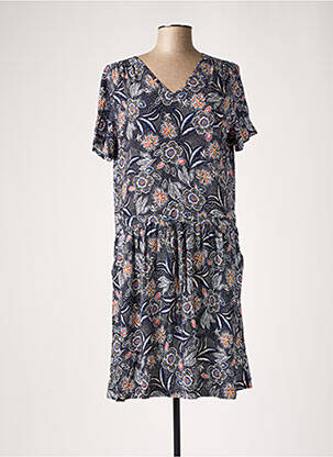 Rochie midi imprimeu floral mâneci scurte albastru LE PETIT BAIGNEUR femeie