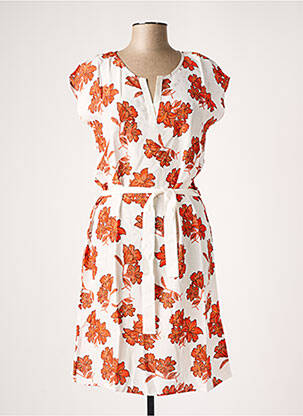 Rochie midi imprimeu floral mâneci scurte portocalie LE PETIT BAIGNEUR femeie