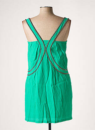 Rochie scurtă guler rotund bretele subțiri verde SEE U SOON femeie