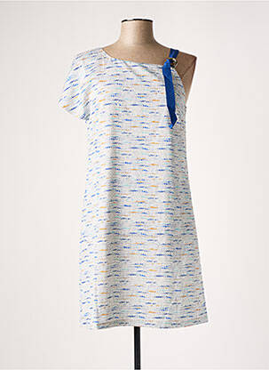 Rochie midi imprimeu fantezie mâneci scurte albastru SEE U SOON femeie