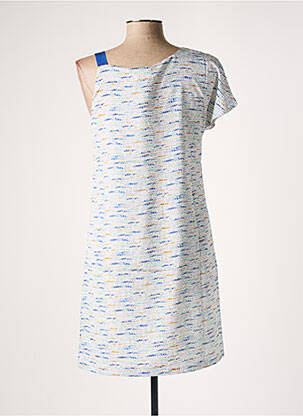 Rochie midi imprimeu fantezie mâneci scurte albastru SEE U SOON femeie