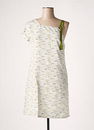 Rochie midi imprimeu fantezie mâneci scurte verde SEE U SOON femeie