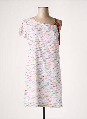 Rochie midi imprimeu fantezie mâneci scurte portocalie SEE U SOON femeie