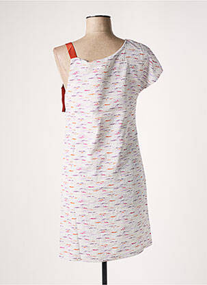 Rochie midi imprimeu fantezie mâneci scurte portocalie SEE U SOON femeie