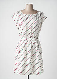 Rochie midi imprimeu fantezie mâneci scurte alb CAMAIEU femme