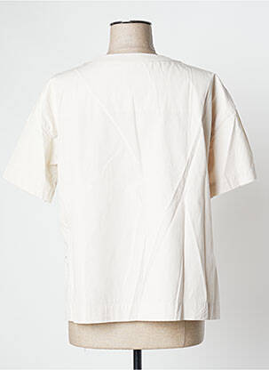 Bluză țesătură poplin mâneci scurte bej MUJI femeie