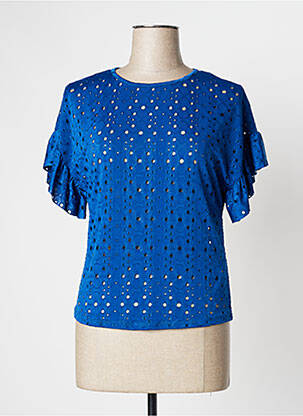 Tricou croială cambrată mâneci scurte albastru CAMAIEU femeie