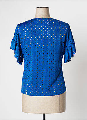 Tricou croială cambrată mâneci scurte albastru CAMAIEU femeie