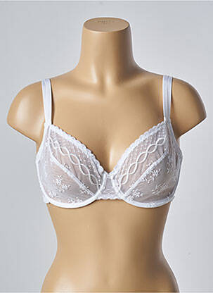 Sutien efect material satinat sutien cupe întregi cu decolteu înalt alb PASSIONATA femeie