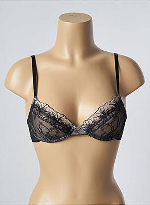 Sutien efect material satinat sutien cupe întregi cu decolteu înalt negru PASSIONATA femeie