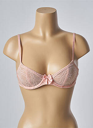 Sutien efect material satinat sutien cupe întregi cu decolteu înalt roz PASSIONATA femeie