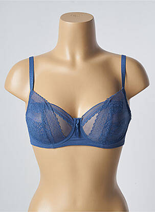 Sutien efect material satinat sutien cupe întregi cu decolteu înalt albastru PASSIONATA femeie