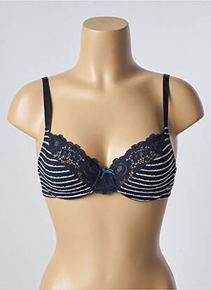Sutien efect material satinat sutien cupe întregi cu decolteu înalt albastru PASSIONATA femeie