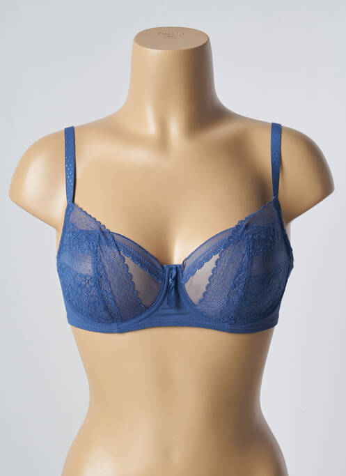 Sutien efect material satinat sutien cupe întregi cu decolteu înalt albastru PASSIONATA femme