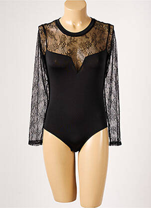 Body de lenjerie efect material satinat negru VALEGE femeie
