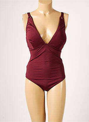 Costum de baie dintr-o singură piesă efect material satinat sutien cu susținere înaltă și burete detașabil roșu PRINCESSE TAM-TAM femeie