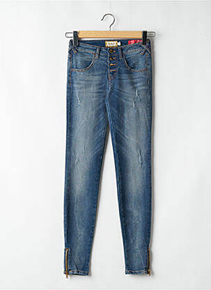 Blugi skinny efect uzat decolorat talie joasă albastru MET IN JEANS femeie