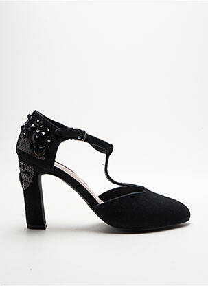 Pantofi cu toc țesătură satinată toc de 7 la 9 cm negru LOLLIPOPS femeie