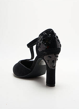 Pantofi cu toc țesătură satinată toc de 7 la 9 cm negru LOLLIPOPS femeie