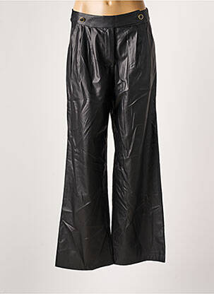 Pantalon larg închidere cu fermoar sub clapetă cu nasturi talie înaltă negru UNIKA femeie