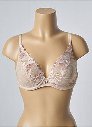 Sutien efect material satinat sutien cupe întregi cu decolteu înalt roz CHANTELLE femeie