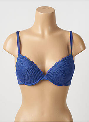 Sutien efect material satinat top sutien push-up albastru PASSIONATA femeie