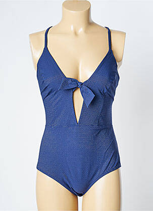 Costum de baie dintr-o singură piesă efect material satinat top triunghiuri albastru SIMONE PERELE femeie
