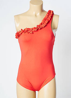 Costum de baie dintr-o singură piesă efect material satinat portocalie SIMONE PERELE femeie