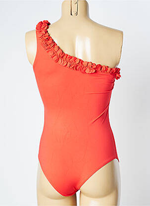 Costum de baie dintr-o singură piesă efect material satinat portocalie SIMONE PERELE femeie