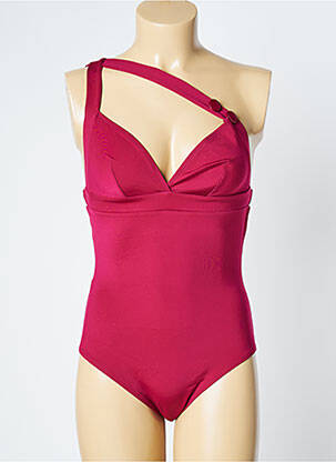 Costum de baie dintr-o singură piesă efect material satinat top triunghiuri roșu SIMONE PERELE femeie