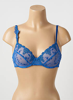 Sutien efect material satinat sutien cupe întregi cu decolteu înalt albastru PASSIONATA femeie