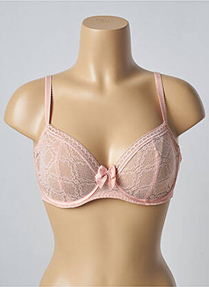 Sutien efect material satinat sutien cupe întregi cu decolteu înalt roz PASSIONATA femeie