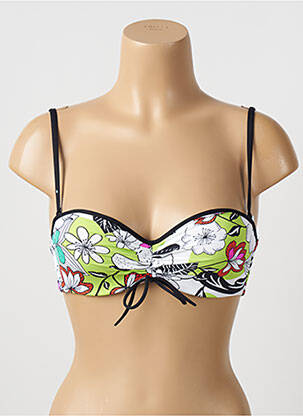 Sutien de costum de baie bretele elastice detașabile sutien balconet cu decolteu înalt alb CHERRY BEACH femeie