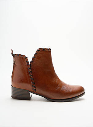 Botine/ghete țesătură satinată toc de 4 la 6 cm maro GOLDEN BROWN femeie