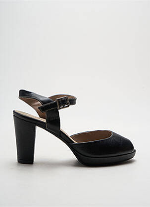 Sandale/pantofi decupați țesătură satinată toc de 4 la 6 cm negru DORKING femeie