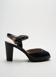 Sandale/pantofi decupați țesătură satinată toc de 4 la 6 cm negru DORKING femme