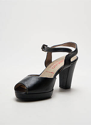 Sandale/pantofi decupați țesătură satinată toc de 4 la 6 cm negru DORKING femeie
