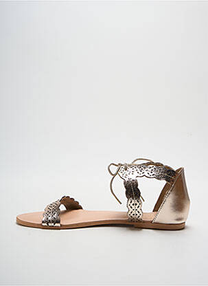 Sandale/pantofi decupați material neted toc plat până la 3 cm bej LOLLIPOPS femeie