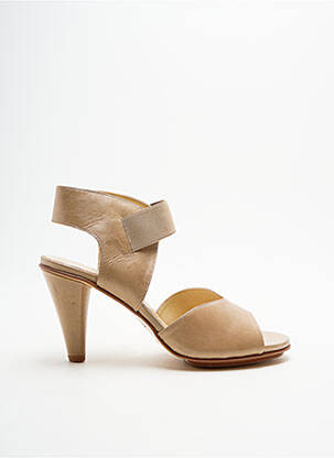 Sandale/pantofi decupați țesătură satinată toc de 7 la 9 cm bej ELIZABETH STUART femeie