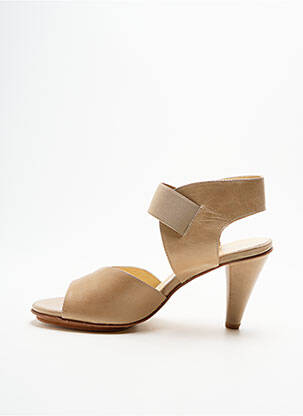 Sandale/pantofi decupați țesătură satinată toc de 7 la 9 cm bej ELIZABETH STUART femeie