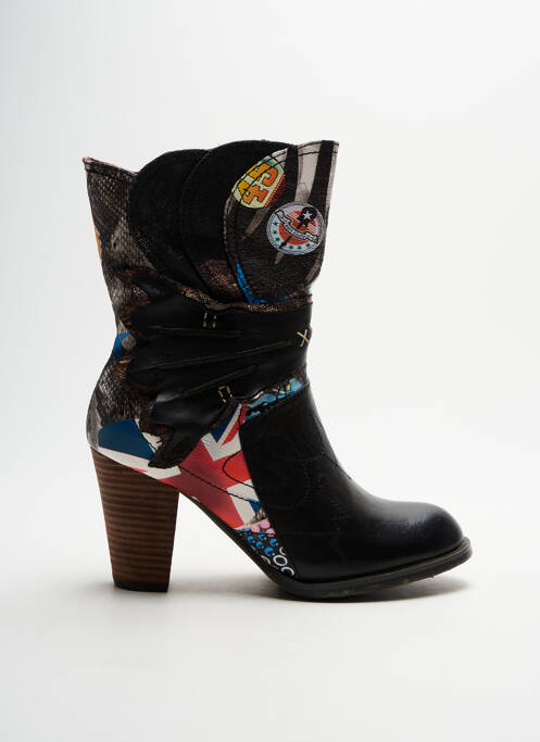 Botine/ghete țesătură satinată toc de 4 la 6 cm negru LAURA VITA femme